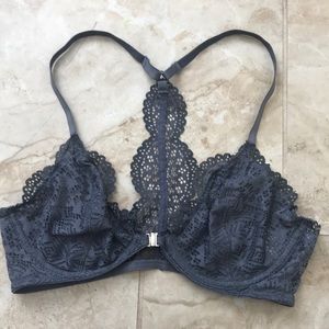 Grey bra racerback lace bralette